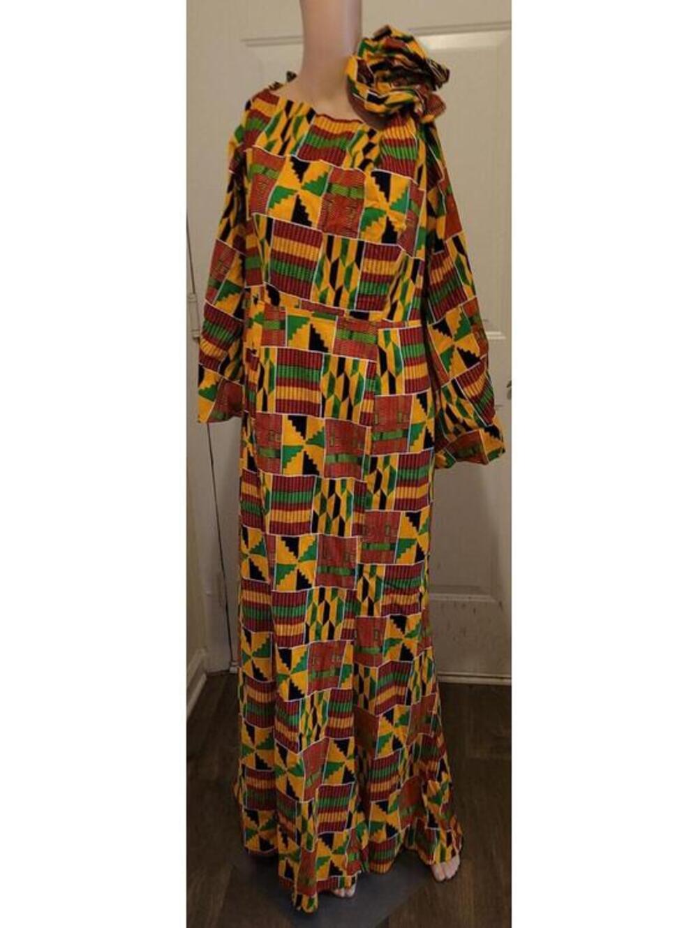 ELISCO Women's Multi-Color African Print Maxi Plus Size Ankara Dress XXXL